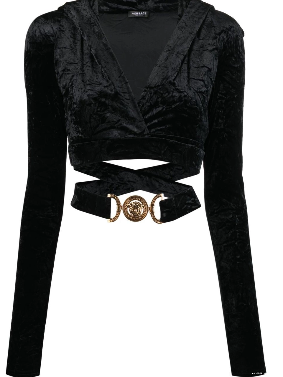 Cheap Versace velvet-finish crossover top Women 0822